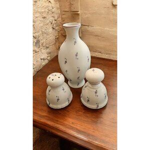 Hummelwerk Victorian Garden " Violets " Porcelain Vanity Bat Set, 3 piece  Japan